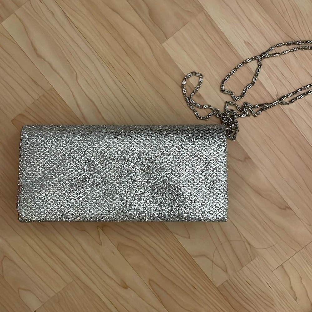 sparkly silver clutch